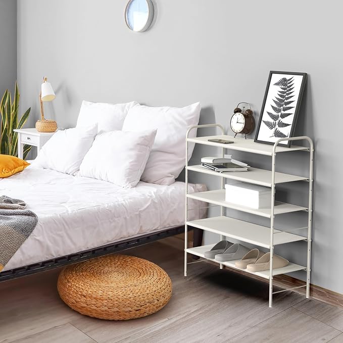 SIMPLE HOUSEWARE 5-Tier Shoe Rack Storage Organizer, White - Image 7