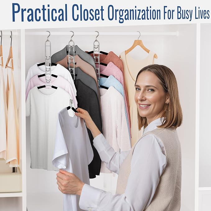 Clothes Hangers Space Saving, Newly Upgraded Detachable Shirt Hangers, 4-Tier Non-Slip Coat Hanger with 360° Swivel Hook for Closet Organizers and Storage Shirt,Sweater,Suit - 4 Pack, Patent Pending - Image 5