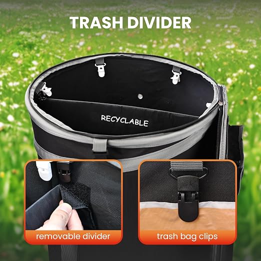 Pop-Up Trash Bin with Removable Divider, Heavy Duty Bottom, Collapsible Storage for Camping, Laundry, Storage and Garden, Waterproof and Tear Resistance Material with Air Vent - Image 4