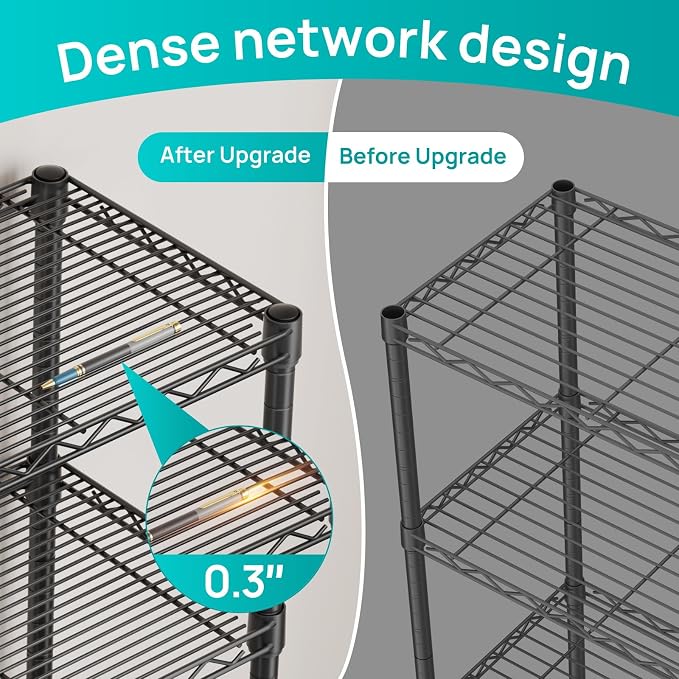 SINGAYE 6 Shelves Bathroom Organizers and Storage Shelf Wire Closet Metal Pantry Kitchen Small Garage Shelving Unit Laundry Room Organization Home Tall Rack Balck 10" D x 16" W x 60”H - Image 3