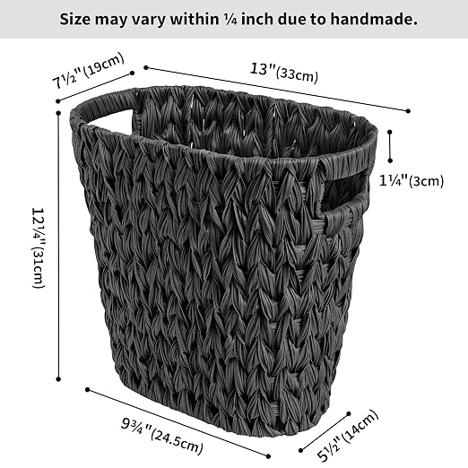 GRANNY SAYS Wicker Waste Basket, Waterproof Bathroom Trash Can, Decorative Boho Waste Baskets with Handles, Waste Basket for Bedroom, Office, 19 Liters/5 Gallons - Image 6