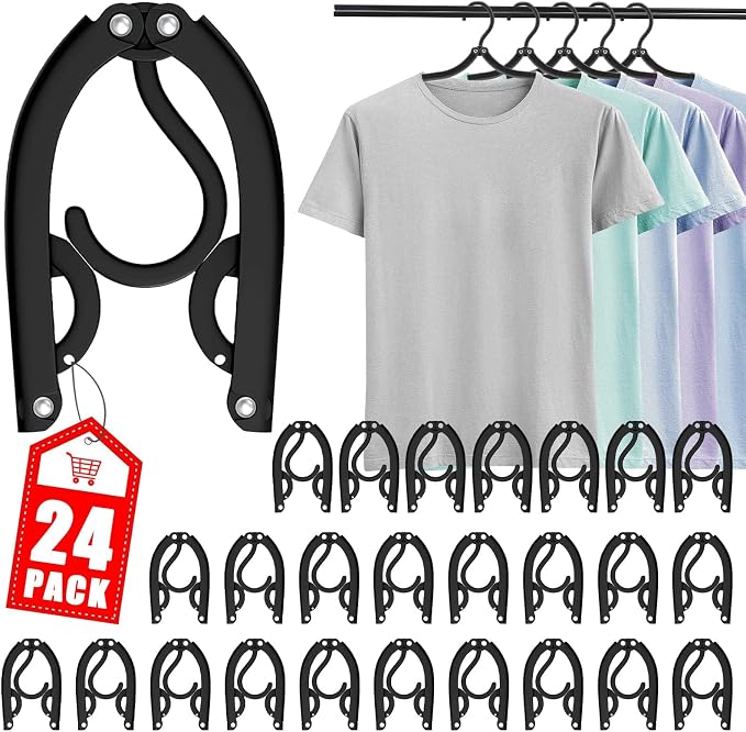 24 PCS Travel Hangers - Cruise Ship Essentials Portable Folding Clothes Hangers Travel Essentials Foldable Clothes Drying Rack for Travel (Black) by Trubetter