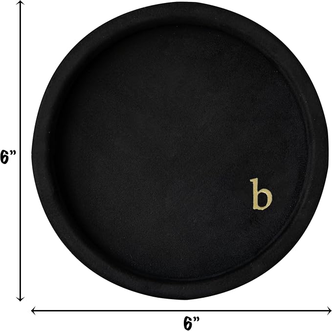 COLLECTIVE HOME - Velvet Jewelry Tray, 6" Monogrammed Jewelry Dish, Smooth Velour Display Dish for Rings, Earrings, Necklaces, Makeup, Personalized Gifts for Women (Black-b) - Image 2