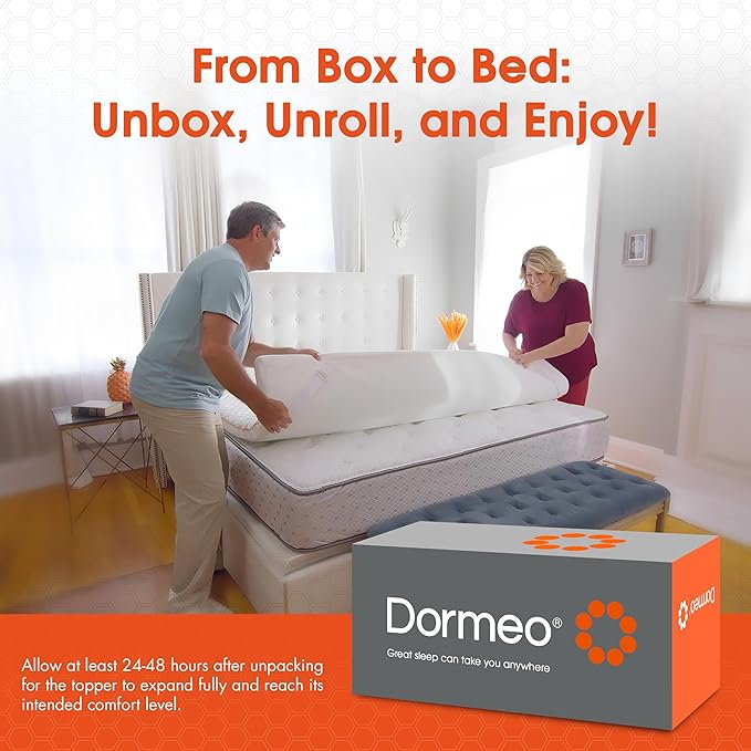 Dormeo RV King Cooling Mattress Topper, 3-Inch with Octaspring® Technology for Optimal Back Support, Medium Firmness