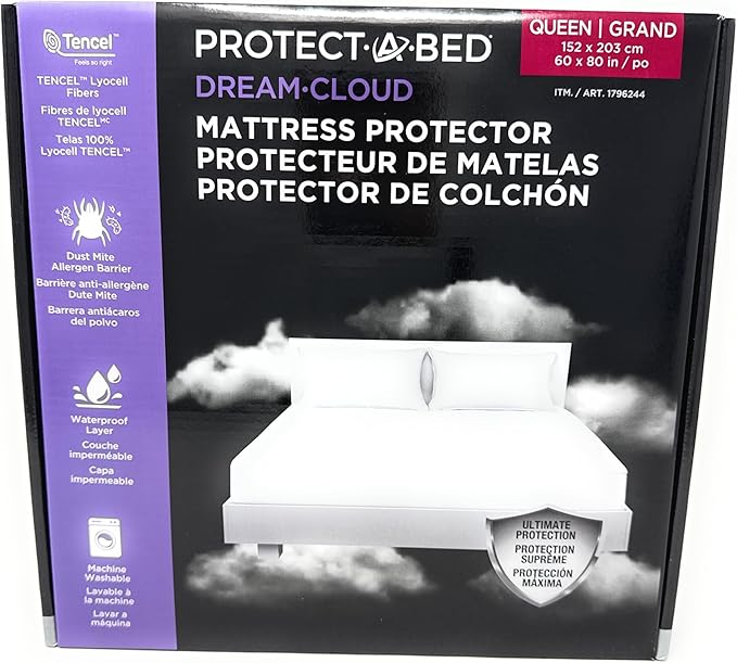 Protect-A-Bed Mattress Protector – Waterproof, Breathable, Tencel Lyocell Top – Available in Queen & King Sizes (Queen)