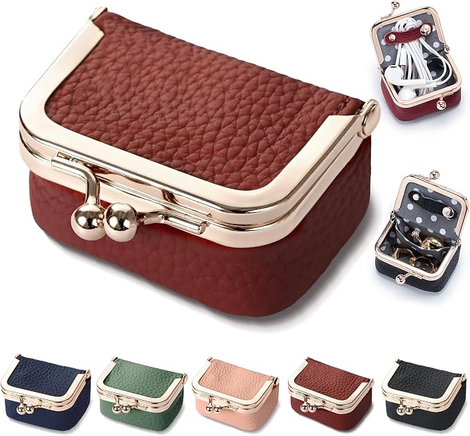 Zivyes Mini Jewelry Box Travel Small Coin Purse Organizer Case Genuine Leather Tiny Size (Red) by Zivyes
