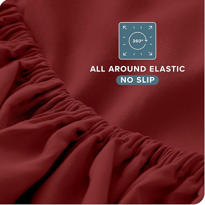 Bare Home Full XL Sheet Set - 1800 Ultra-Soft Microfiber Full Extra Long Bed Sheets - Double Brushed - Deep Pockets - Easy Fit - 4 Piece Set - Bedding Sheets & Pillowcases (Full XL, Rosewood)