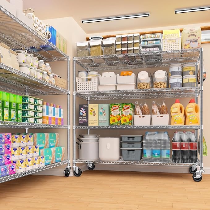 PrimeZone 4 Tier 55.5" Wx24 Dx76 H Wire Shelving with Wheels 2400lbs NSF Certified Storage Shelves Heavy Duty Metal Shelf Adjustable Rolling Rack Commercial Garage Restaurant Warehouse Kitchen 6Pack - Image 7