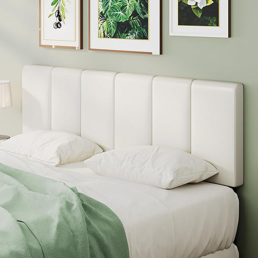 Yongchuang White Headboard King Size Upholstered Faux Leather Headboards King Bed Headboard Adjustable Height Head Board Panels