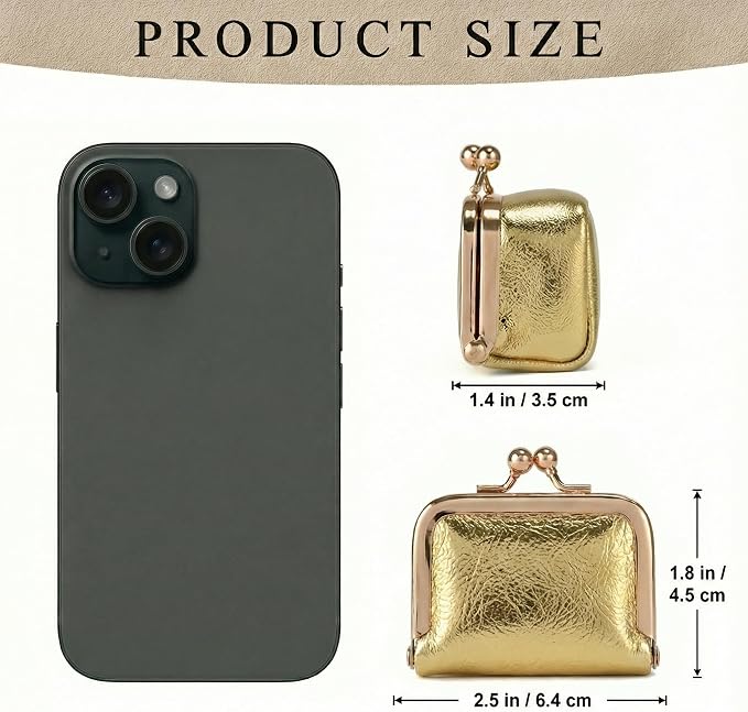 Zivyes Mini Jewelry Box Travel Small Coin Purse Organizer Case Genuine Leather Tiny Size (gold) - Image 3