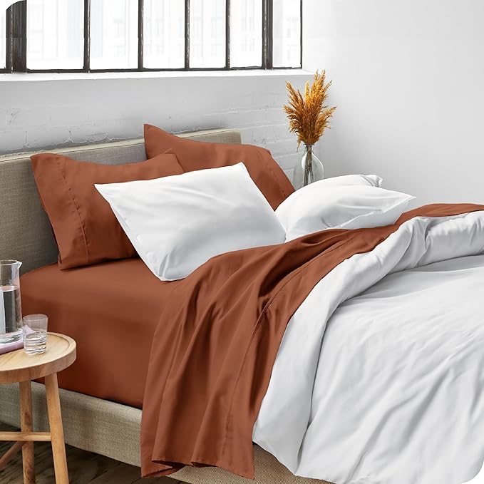 Bare Home Queen Sheet Set - 1800 Ultra-Soft Microfiber Queen Bed Sheets - Double Brushed - Deep Pockets - Easy Fit - 4 Piece Set - Bedding Sheets & Pillowcases (Queen, Terracotta)