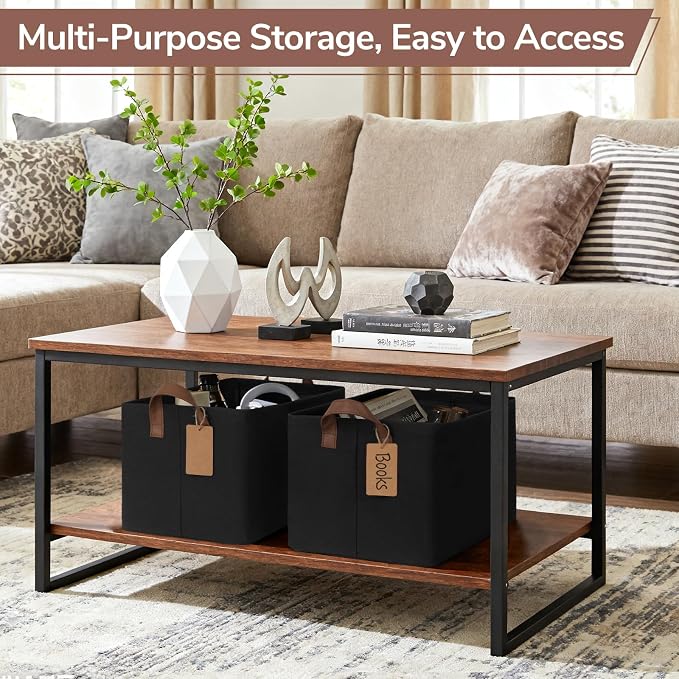 CHICVITA 4 Pack Large Storage Baskets for Shelves, Collapsible Shelf Baskets for Organizing, Fabric Closet Organizers and Storage Bins with Metal Frame, 16.8" x 11" x 9.8", Black - Image 4