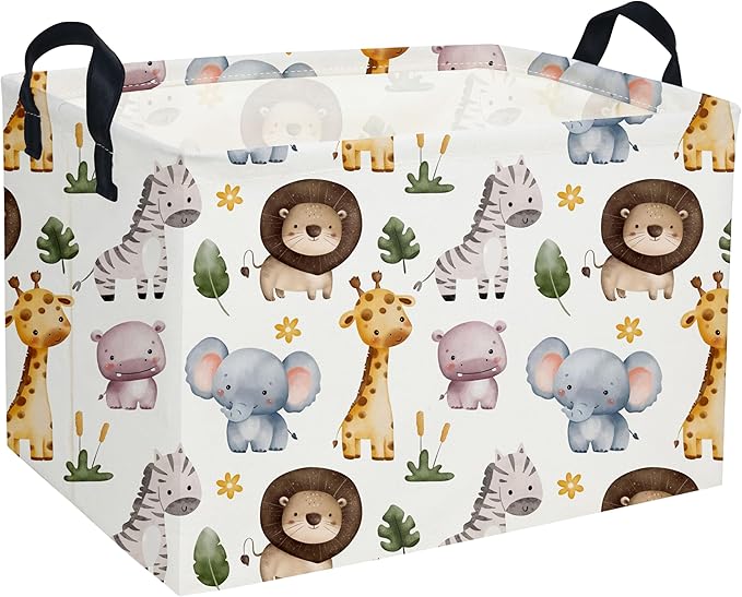 Rectangular Kids Basket Animals Storage Baskets Cute Basket Toy Storage Bin Zoo Room Decor for Home(Zoo) by DDBASKET