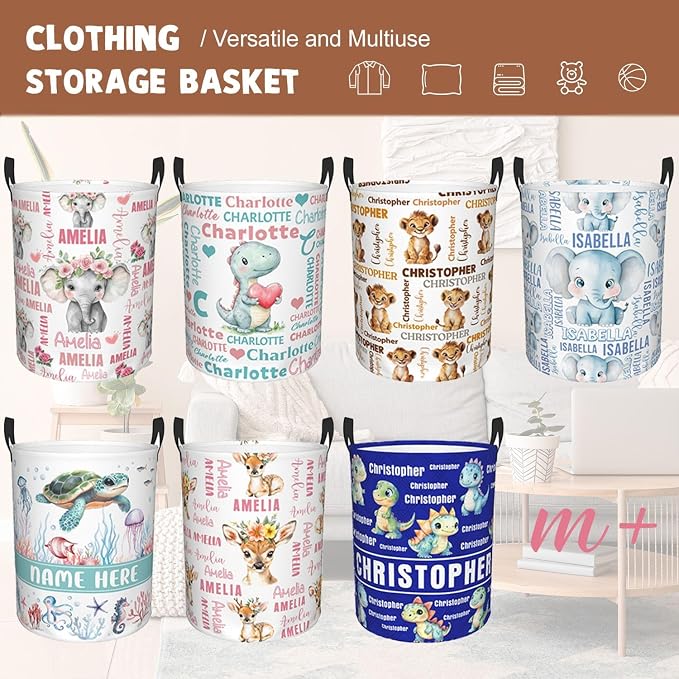 Custom Name Laundry Hamper, Personalized Laundry Basket with Name for Baby Boys Girls, Customized Collapsible Dirty Clothes Hamper Storage with Handles for Bedroom Bathroom Dorm Room Decor - Image 5