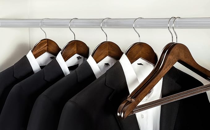 TOPIA HANGER Wooden Coat Hangers 30 Pack, Vintage Wood Suit Hangers with Non Slip Pants Bar, 360° Swivel Hook and Shoulder Notches for Camisole, Jacket, Pants, Smooth Finish Clothes Hangers - CT34A30 - Image 7