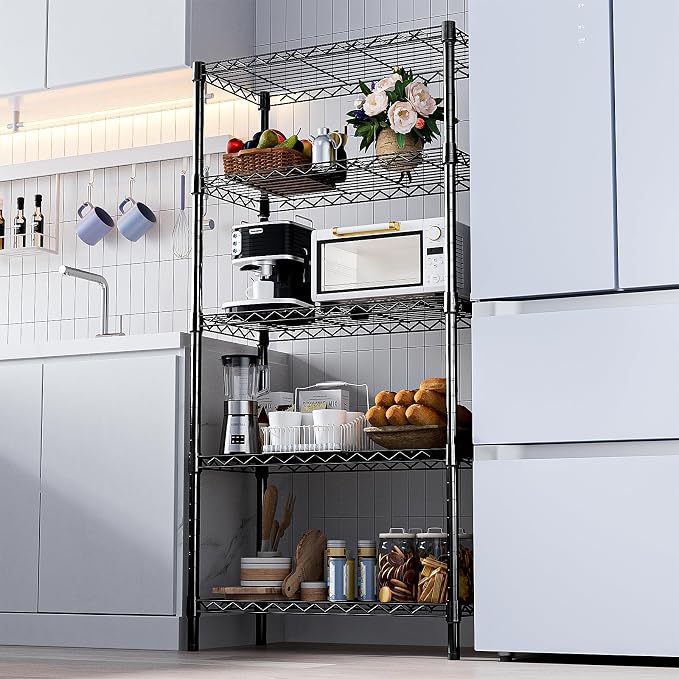 M MZG 1250 lbs Storage Shelving Utility Shelving Unit 5-Tier Utility Shelving Unit Steel Organizer Wire Rack for Home,Kitchen,Office (13.7" D x 23.6" W x 62.4" H) - Image 6