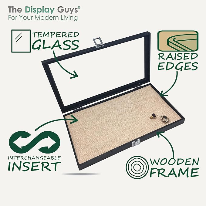 TheDisplayGuys For Your Modern Living Wooden Travel Jewelry Case w. Tempered Glass Lid Display - standard size - Ring Earrings Storage, Drawer Organizer (Black) by The Display Guys - Image 3