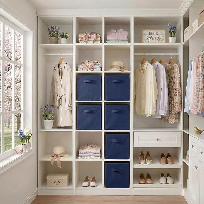 ShellKingdom Storage Bins, Foldable Fabric Storage Cubes And Cloth Organizer Drawer For Closet And Toys, 2 Pack (Dark Blue) - Image 2
