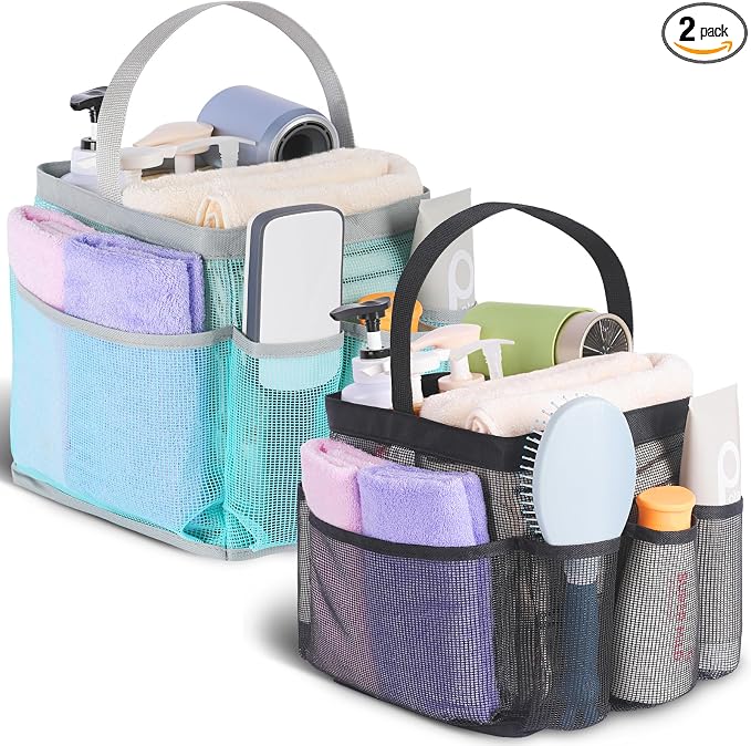 EUDELE 2 Pack Mesh Shower Caddy Portable for College Dorm Room Essentials, Shower Caddy Dorm with 8-Pocket Large Capacity,Shower Bag for Beach,Swimming,Gym by EUDELE