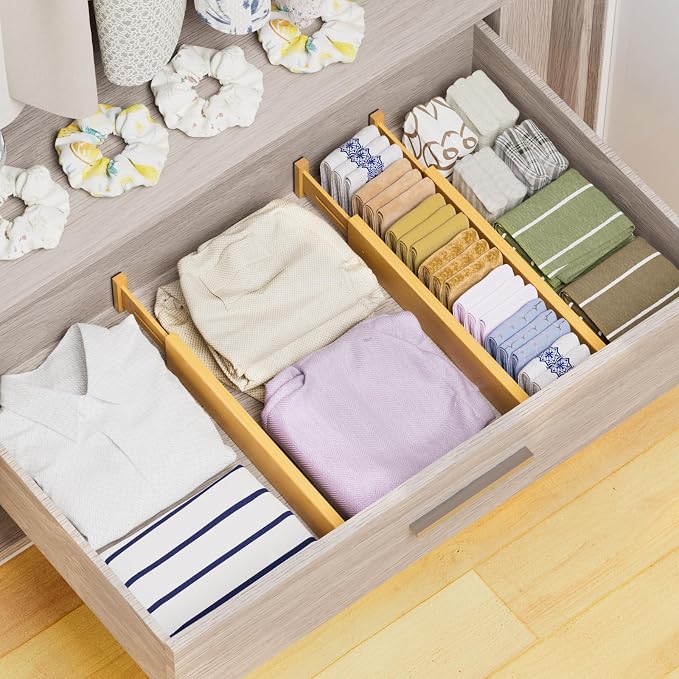 BAMBUROBA Bamboo Drawer Dividers, Adjustable Expandable Drawer Organization Separators - 17-22" for Bedroom, Bathroom, Dresser and Office - 8-Pack - Image 4