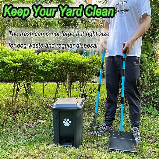 Dog Poop Trash Can Outside 20L with Waste Bags Outdoor Dog Poop Trash Can for Backyard with Lid Foot Pedal and Removable Inner Bucket - Image 3