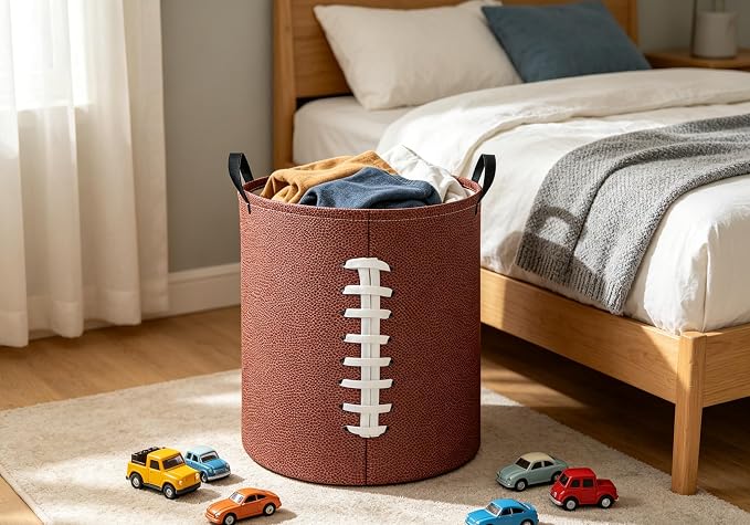 Baby Laundry Hamper kids laundry Basket Waterproof Laundry Bag for Bedroom Toy Clothes Organizer Room Décor(Football) - Image 6