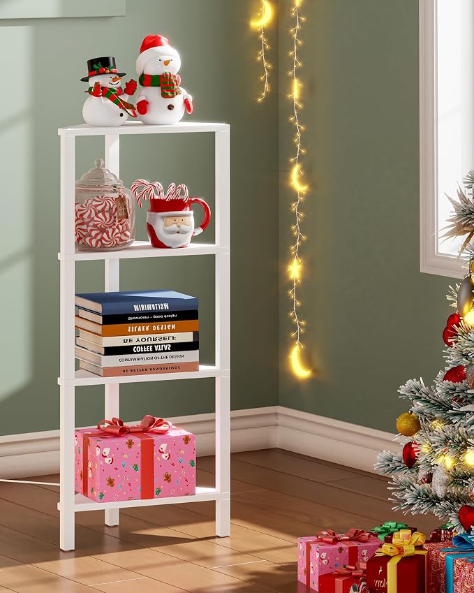 TUTOTAK Corner Shelf, 4-Tier Corner Bookshelf for Small Space, Narrow Display Corner Shelf Stand with Storage Rack, for Living Room, Bedroom, White BS05BW004L - Image 3