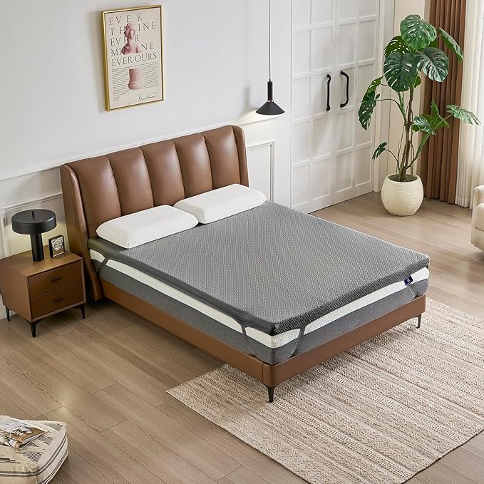 3 Inch Memory Foam Mattress Topper Twin Size - CertiPUR-US Certified - Gel Cooling Mattress Pad with Removable Bamboo Cover,Bed Topper for Pressure Relief(White) (Gray, King)