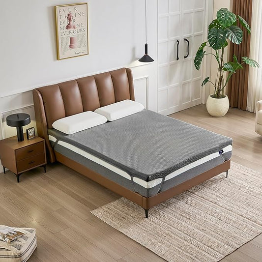 3 Inch Memory Foam Mattress Topper Twin Size - CertiPUR-US Certified - Gel Cooling Mattress Pad with Removable Bamboo Cover,Bed Topper for Pressure Relief(White) (Gray, King)