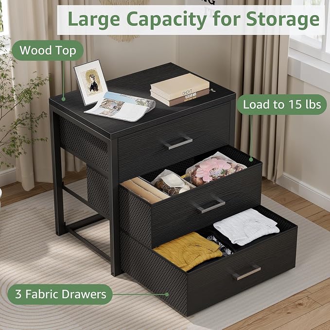 BOLUO Closet Drawers Black 3 Drawer Dresser for Closet Organizers and Storage Bedroom Dorm Modern - Image 5