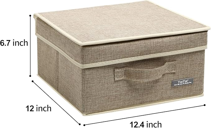 YueYue Foldable Fabric Closet Organizer Bins Box Storage - 2 Pack 12.4 X 12 X 6.7 Inch Storage Bins With Lids Boxes Linen - Bins Storage Box Collapsible Cloth Pack Lid - Image 4