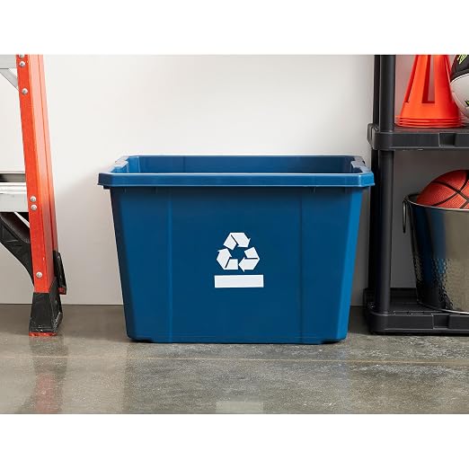 Gracious Living Medium Curbside Blue Box, Plastic 17 Gallon/64 Litre Home Trash Can Refuse and Recycling Bin Container with Built-in Handles (12 Pack) - Image 7