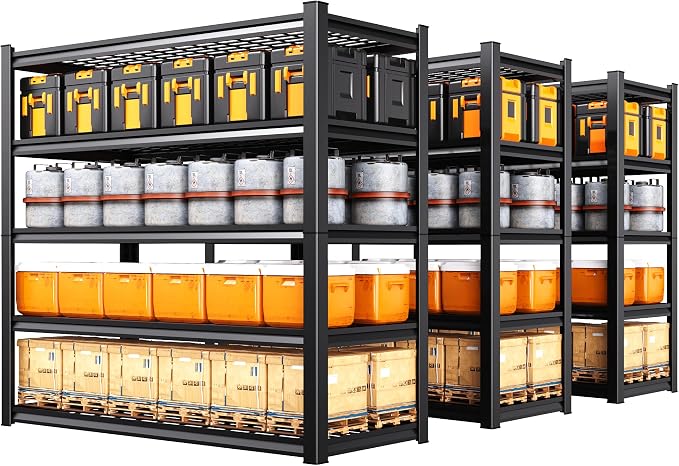 Set of 3 Heavy Duty Garage Shelving 5-Tier Storage Shelves, Adjustable Metal Shelving Unit, Utility Garage Organizer Shelf for Basement, Pantry, Warehouse, Supermarket, 59" W x 19.7" D x 72" H by Unknown