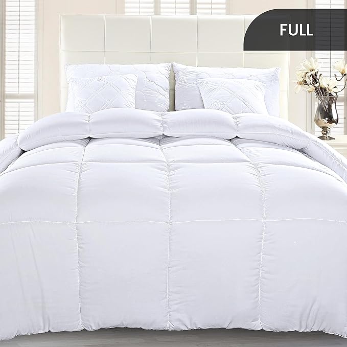 Utopia Bedding Full Comforter Duvet Insert, Quilted White Comforter with Corner Tabs, Box Stitched Down Alternative Comforters Full Size 82 x 86 inches