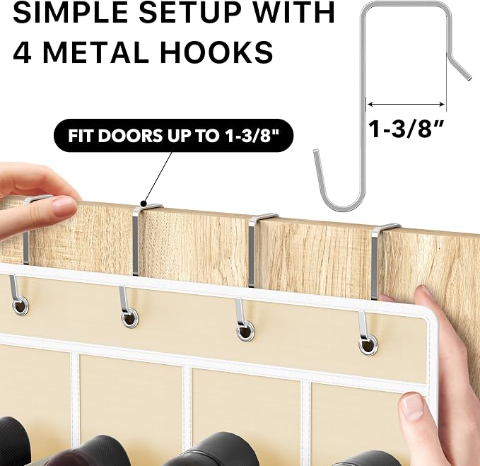 Simple Houseware 24 Pockets - Crystal Clear Over The Door Hanging Shoe Organizer, Beige (64'' x 19'') - Image 4