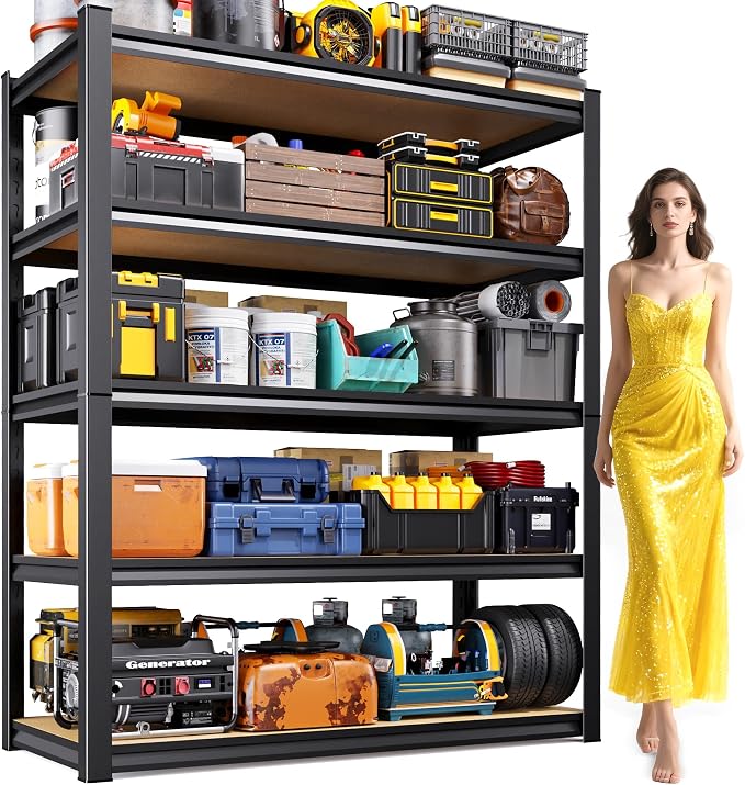 AOARGG 78"H-45.6"W Garage Shelving Heavy Duty Storage Shelves, Metal Adjustable Shelving Unit, Utility Garage Organizer Shelf for Basement, Pantry, Kitchen, Warehouse, 45.6"W x 19.7"D x 78"H by Unknown