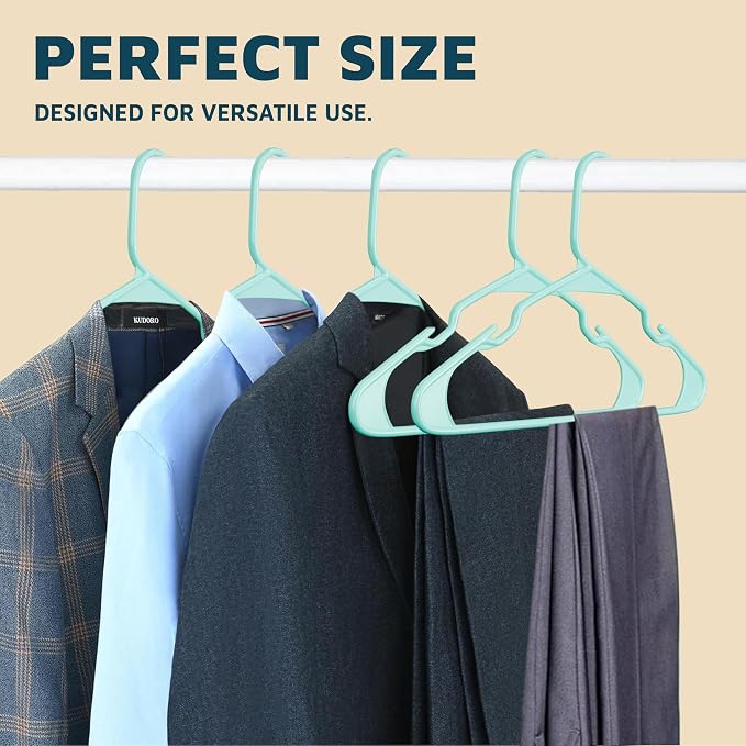 Lifemaster Plastic Clothes Hangers – Heavy Duty Hanger Set, for Organizing Clothes, Dresses, and Coat, Holds Up to 5 lbs, Space-Saving Hangers with Non-Slip Shoulder Grooves, Pack of 30, Aqua - Image 10