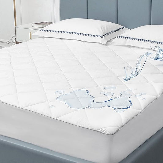 Sunflower Quilted King Mattress Protector, Mattress Pad King, Cotton Mattress Cover Waterproof, 18-22" Extra Deep Pocket Thin Version, Hypoallergenic Soft Durable
