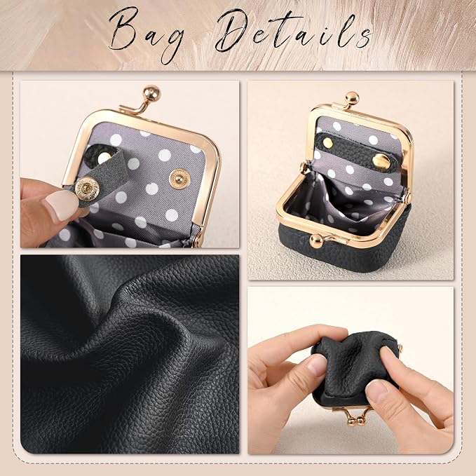 Zivyes Mini Jewelry Box Travel Small Coin Purse Organizer Case Genuine Leather Tiny Size (Black1) - Image 5