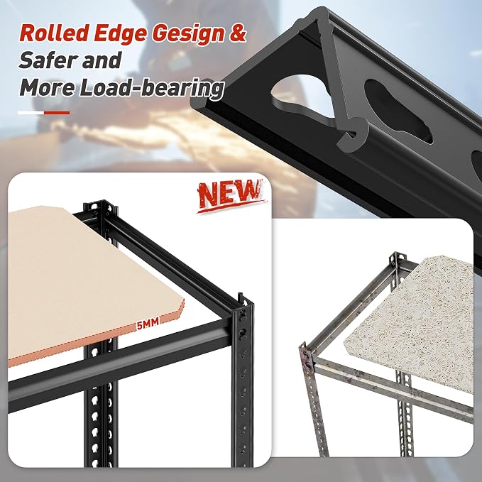 REIBII Storage Shelves Adjustable Metal Shelving 1600LBS Garage Shelves Industrial Metal Shelves 4 Tier Garage Shelving for Warehouse Basement Kitchen Pantry Closet, 11.8" D x 23.6" W x 56.7" H - Image 5