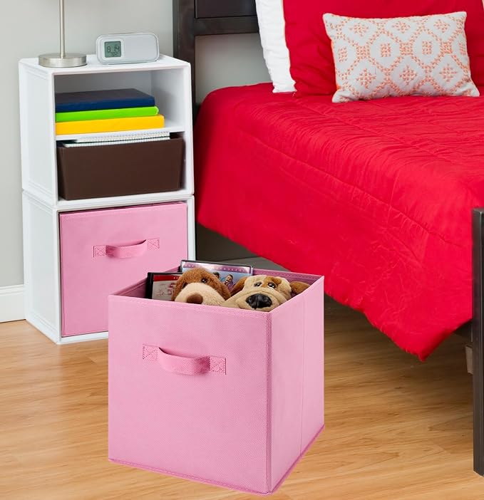 Handy Laundry 6-Pack Foldable Cube Storage Bins – Decorative Collapsible Organizer for Shelves, Closets, Underbed, Clothes, or Kids’ Toys (Pink) - Image 2