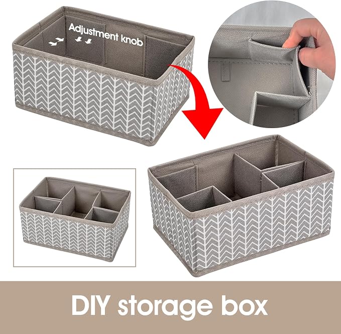 VERONLY Cosmetic Storage Bins Makeup Organizer, Adjustable Multifunction Storage Box Desk Drawer Divider for Makeup Brushes, Bathroom Countertop or Dresser, Set of 4 (Grey) - Image 2