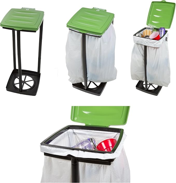 Portable Trash Bag Holder – Collapsible 13-Gallon Garbage Bin for Indoor/Outdoor Use, Camping, Recycling, and Parties – Durable Plastic Trash Can by Wakeman Outdoors (Green) - Image 3