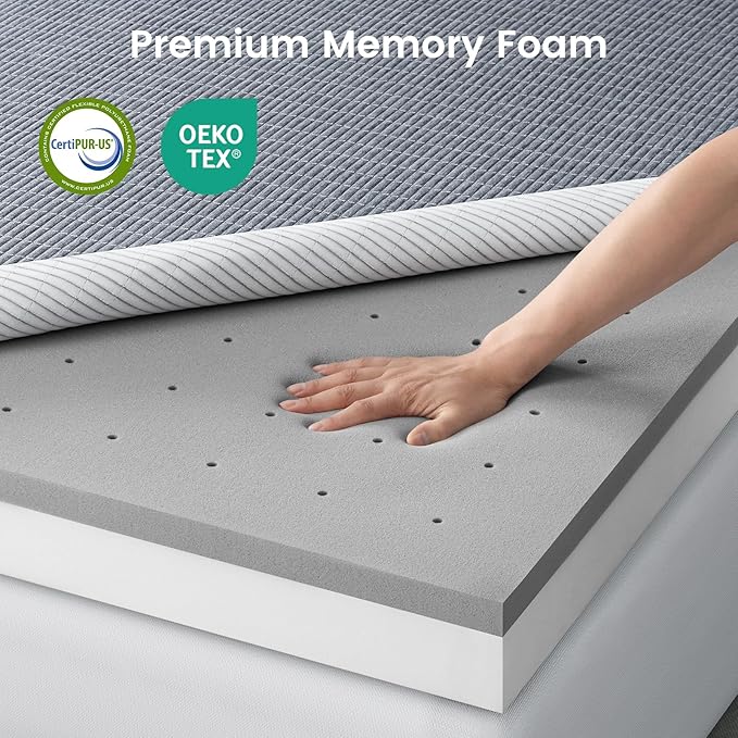 3 Inch Firm King Mattress Topper with Cooling Gel & Bamboo Charcoal, Firm King Memory Foam Mattress Topper for Pain Pressure Relief, CertiPUR-US Certified, Removable Cover