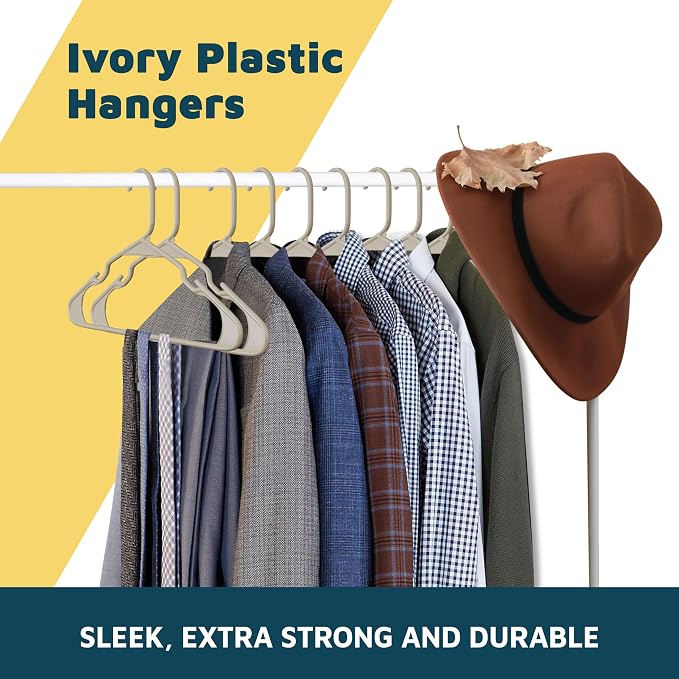 Lifemaster Plastic Clothes Hangers – Heavy Duty Hanger Set, for Organizing Clothes, Dresses, and Coat, Holds Up to 5 lbs, Space-Saving Hangers with Non-Slip Shoulder Grooves, Pack of 5, Ivory - Image 9