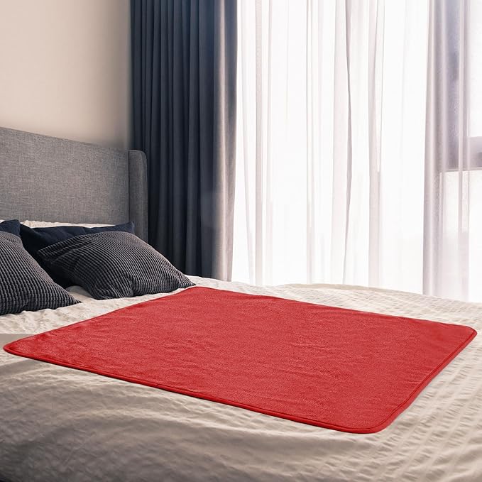 1 Pcs Couples Waterproof Mat 27 x 27 in Lover Reusable Stainproof Blanket Quiet Easy Use Mattress Protector for Adult Multi Functional Bed Sheet Couple Messy Play Pleasure Comfort (Red)