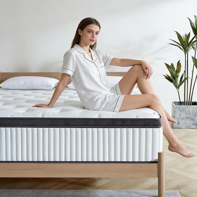Full Size Mattress, 12 Inch Memory Foam, Independent Spring, Soft and Comfortable Medium Firm Hybrid Mattress in A Box, Pressure Relief