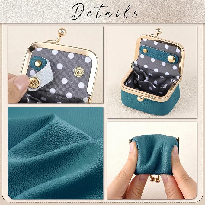 Zivyes Mini Jewelry Box Travel Small Coin Purse Organizer Case Genuine Leather Tiny Size (sky blue) - Image 4