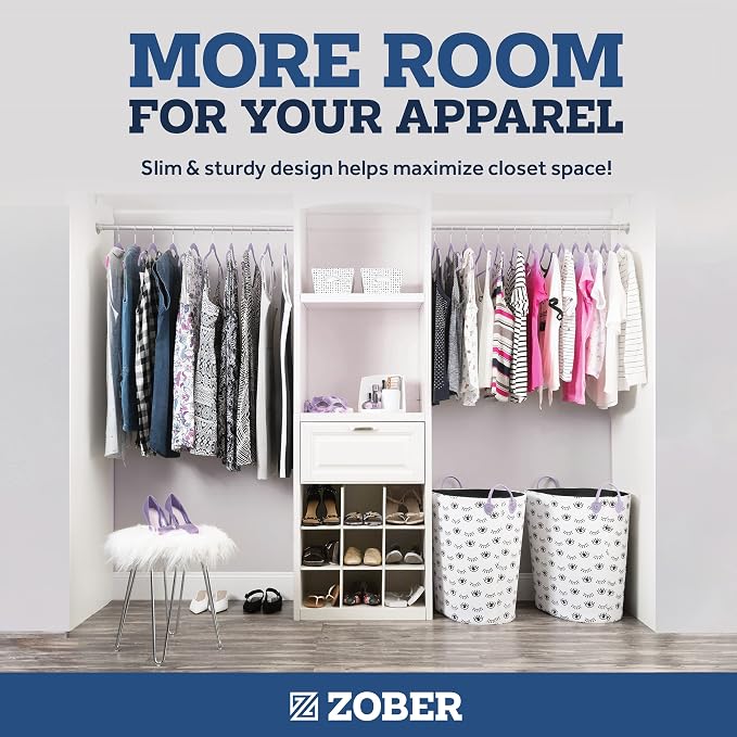 ZOBER Purple Velvet Hangers 50 Pack - Clothes Hangers, Coat Hanger for Pants & Dress Clothes - Non Slip w/ 360 Degree Swivel, Holds up to 10 lbs - Strong Felt Hanger for Clothing - Image 5