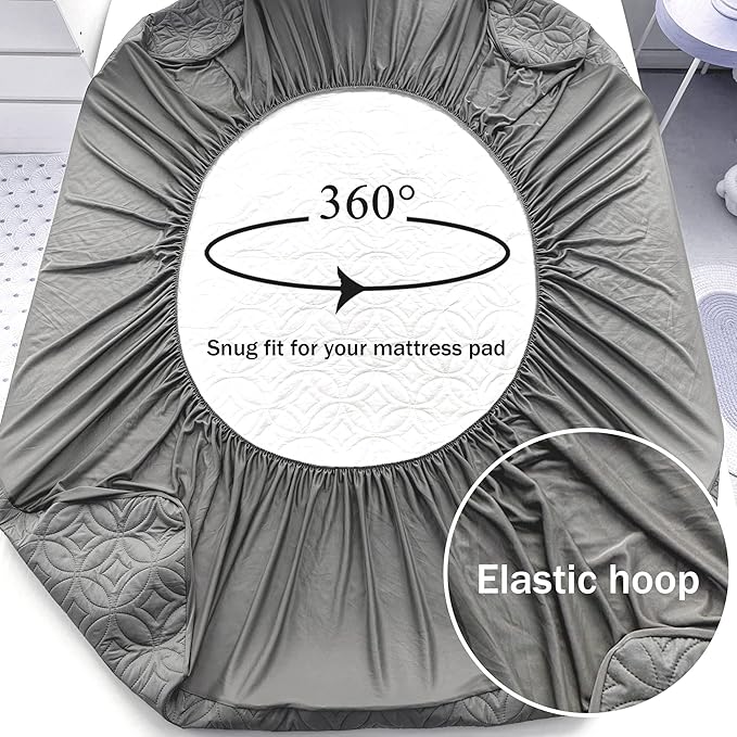 FELTYBED Cal King Size 72"x84" Waterproof Mattress Protector, Soft Bed Grey Mattress Cover Cal King, Breathable Mattress Pad Cover with Deep Pocket 6"- 15", Noiseless Washable